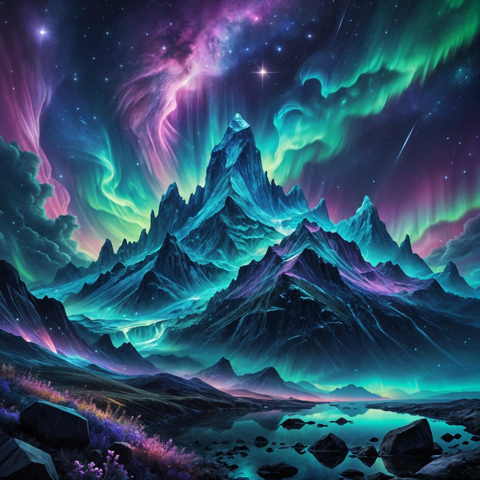 Crystalline Mountains in Ethereal Light