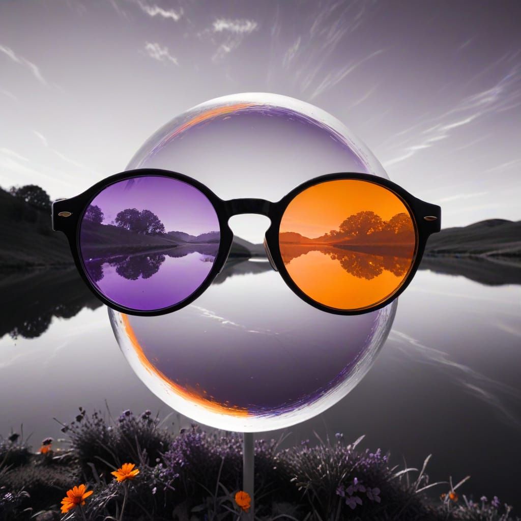 Surreal Double Exposure: Purple and Orange Lenses