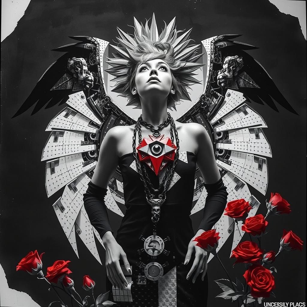 Avant-Garde Fashion: Geometric Wings in Dada Style