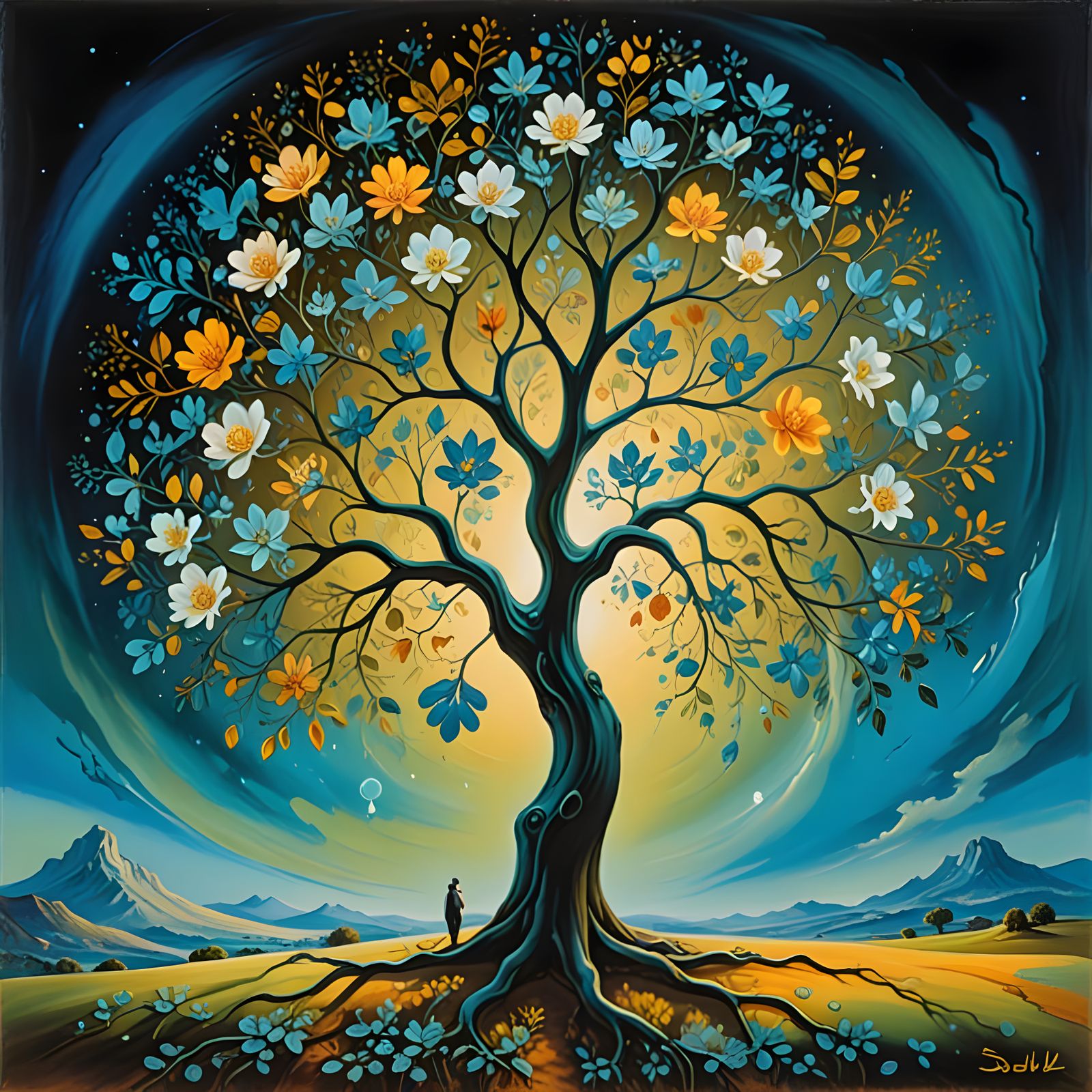 Surreal Tree of Life Touches Cosmic Serenity