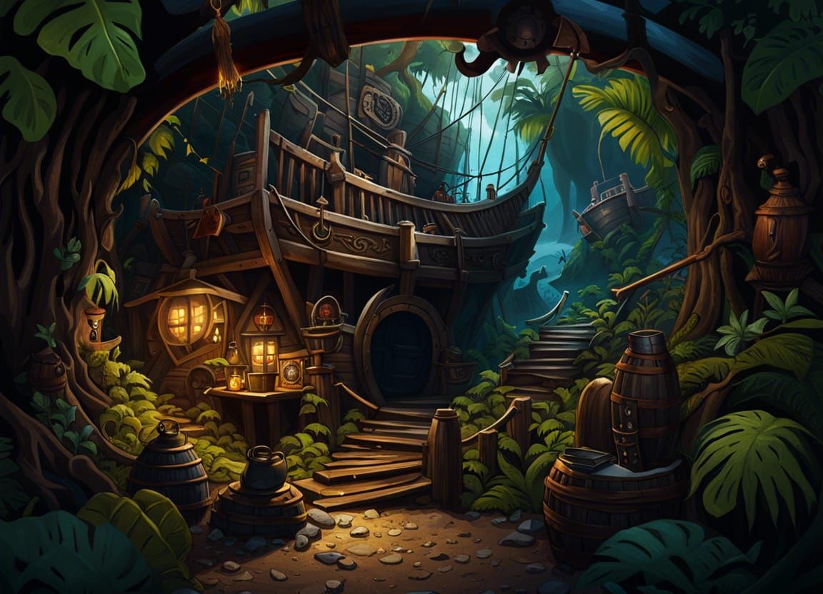 Pirate Cove Tavern in Overgrown Jungle Hideaway