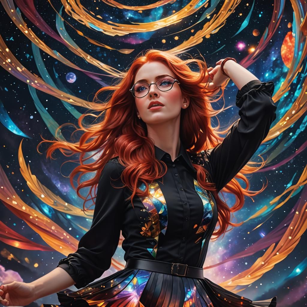 Dimensional Woman with Red Hair, Astral Illustration