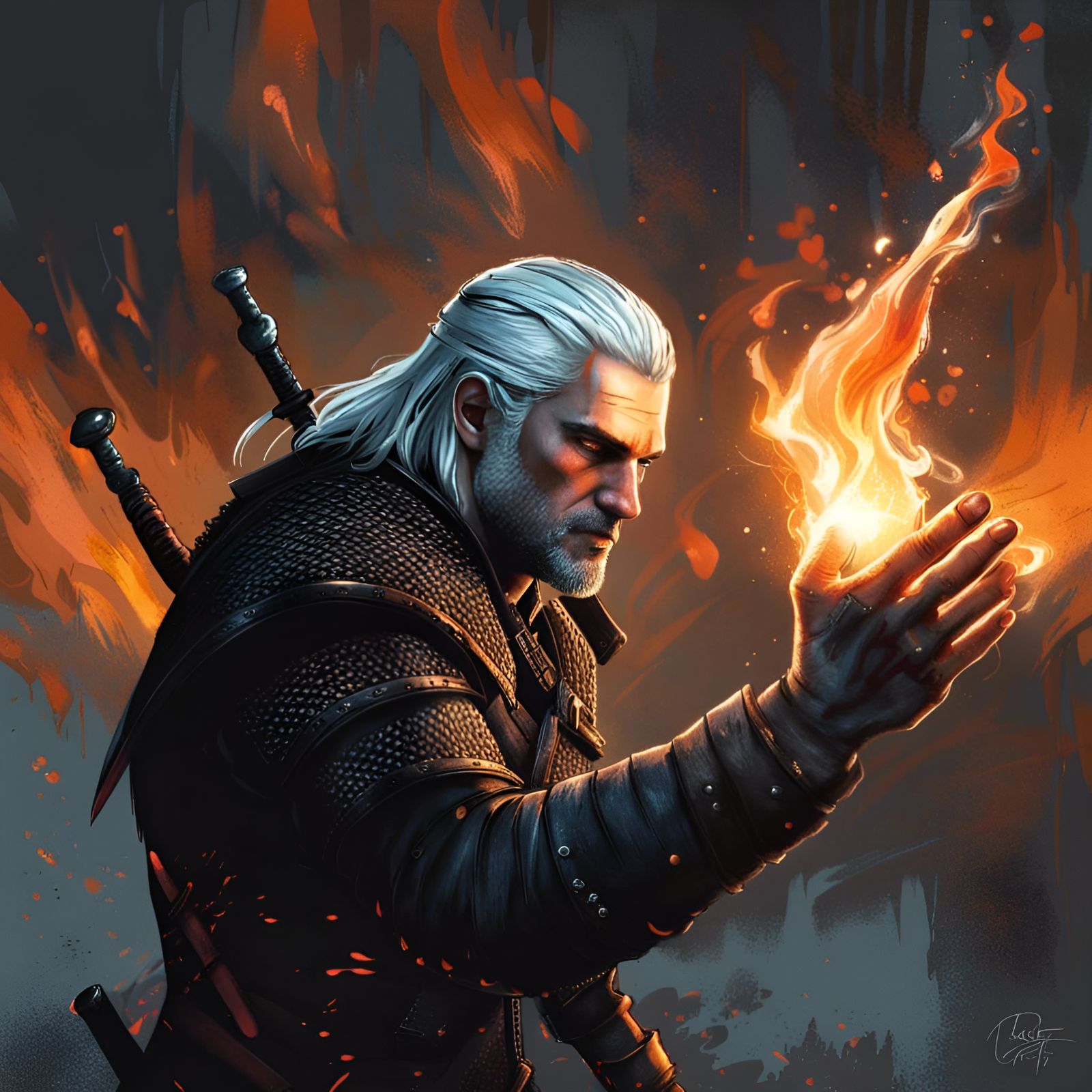 Geralt of Rivia Graffiti Flame Spell