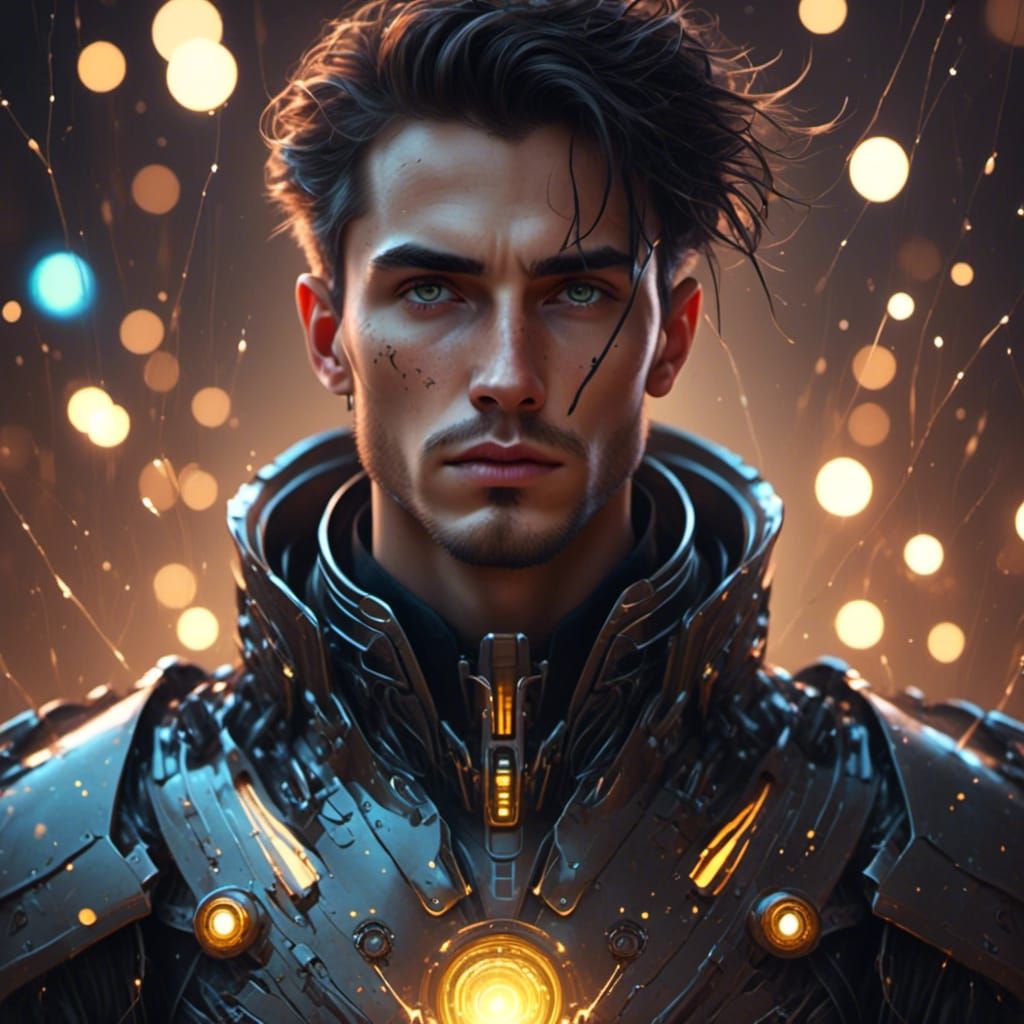 Futuristic Cyberpunk Paladin with Fairy Lights