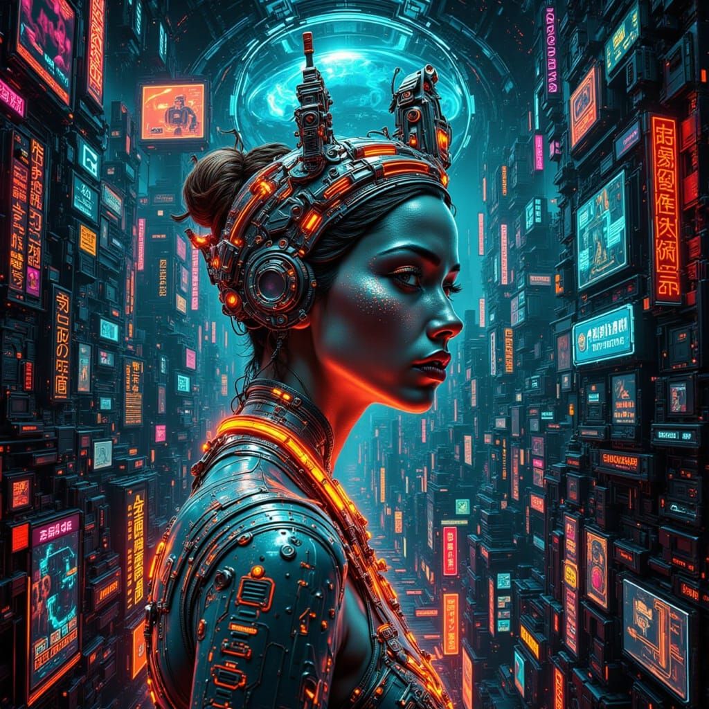 Mona Lisa Overdrive in Cyberpunk Style