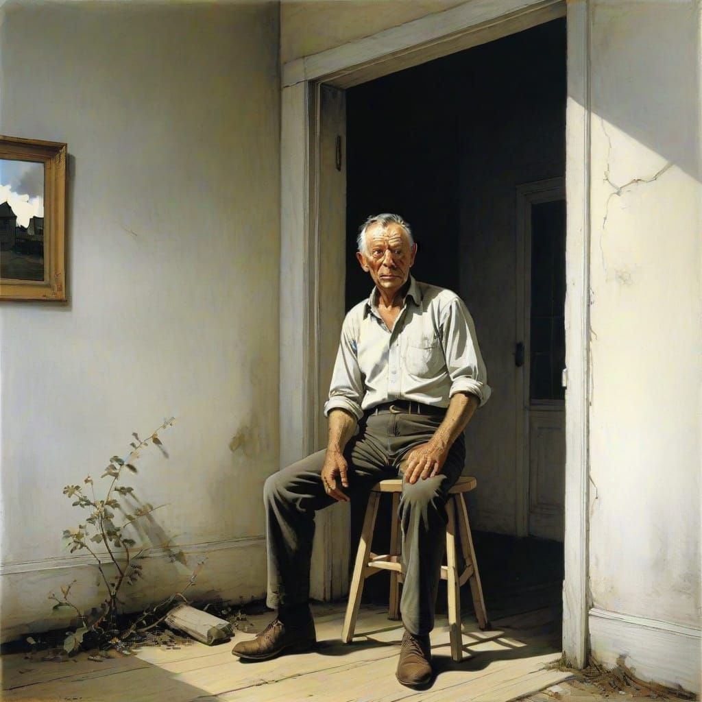 Andrew Wyeth Style Rural Landscape