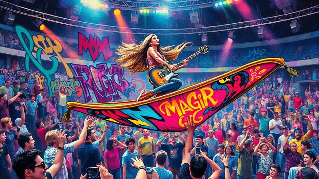 Rock Band's Magic Carpet Ride in Graffiti Art Style