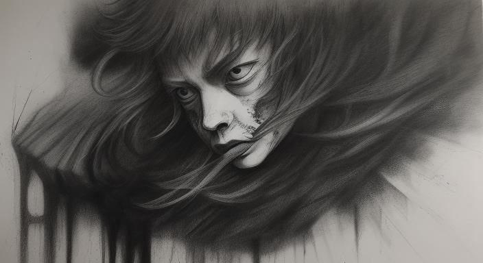 Expressive Charcoal Drawing: Love and Abjection