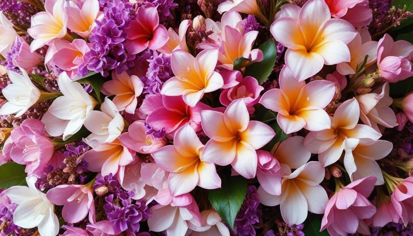 Surreal Oil Painting of Vibrant Floral Blooms in Dreamlike A...