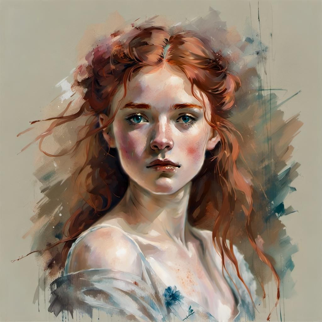 Red-Haired Woman Portrait in Artistic Style