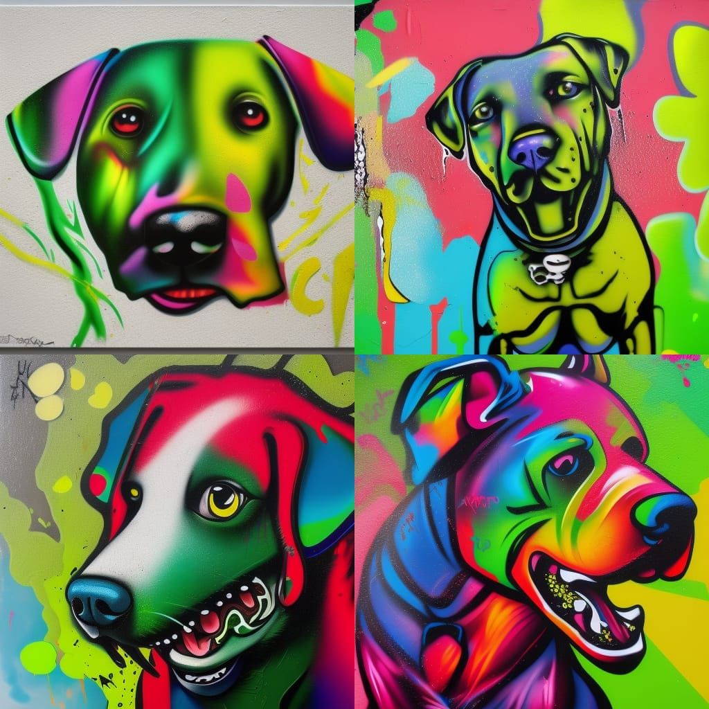 Green Dog Graffiti Art in Splash Style