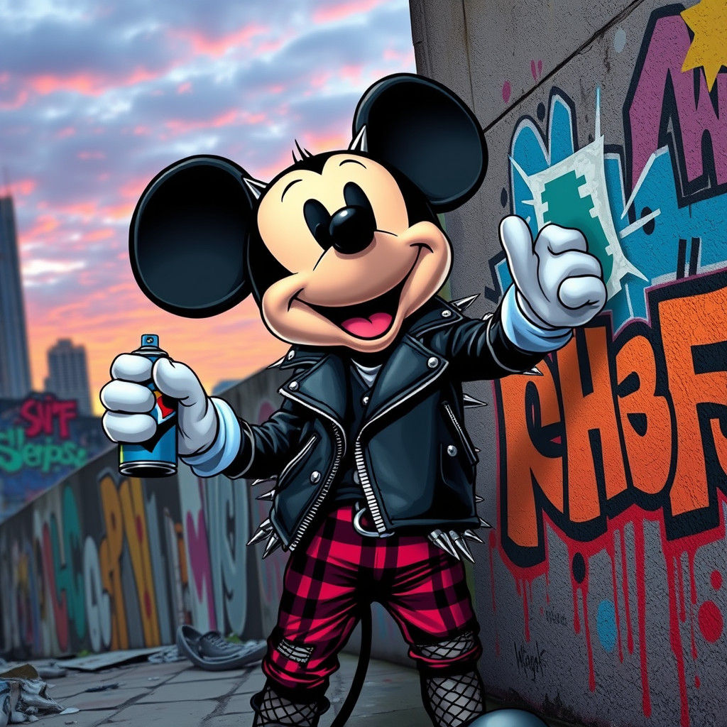 Mickey Mouse Graffiti Art in Pop Style