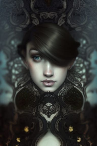 Ornate Floral Tattoo Design in Blackwork Style