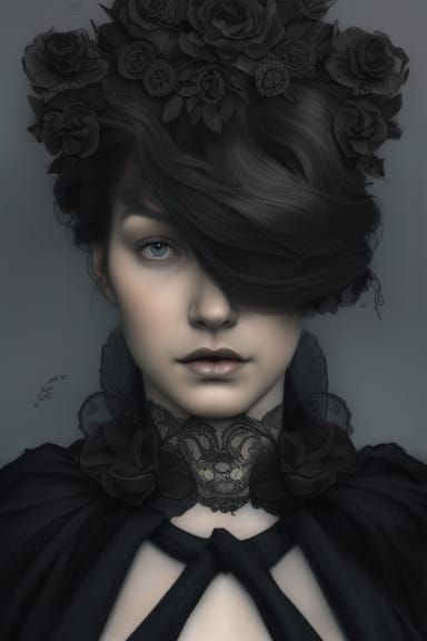 Intricate Floral Tattoo Design in Blackwork Style