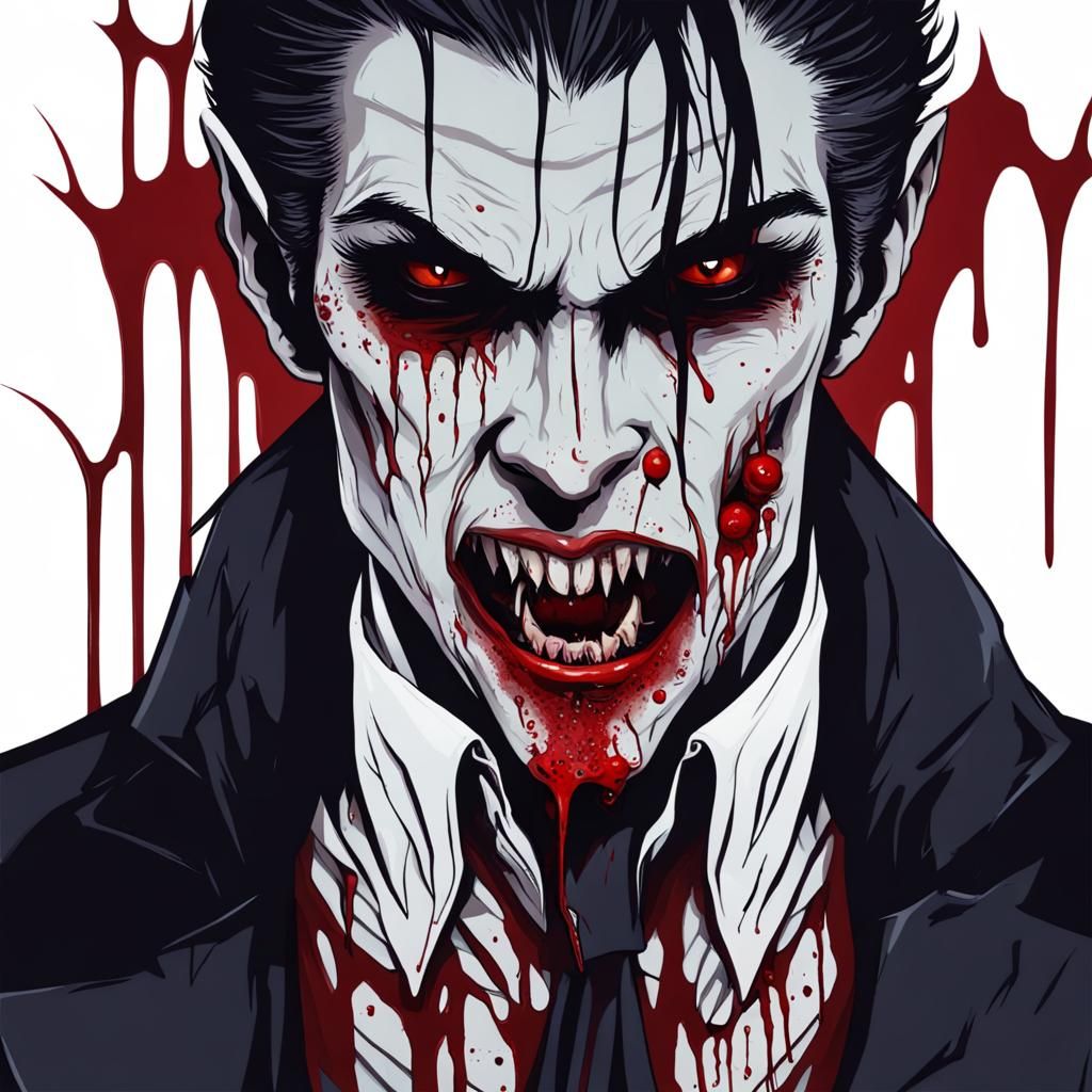 Vampire Portrait: Blood-Soaked Face