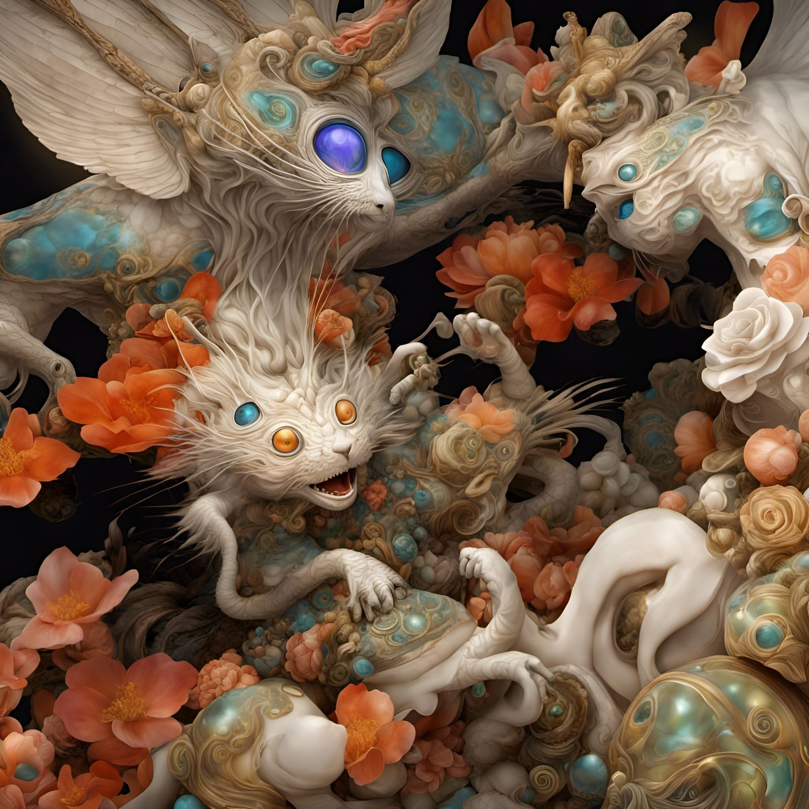 Detailed Alien Pets and People in Magical Realism