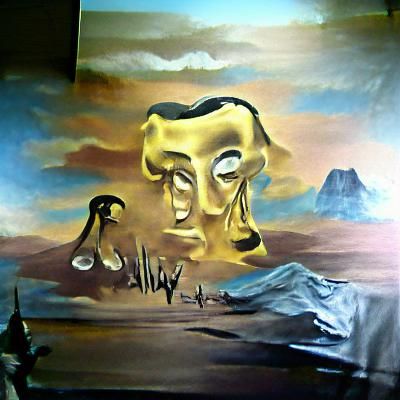 Surreal Melting Landscape: Witkacy Style Oil Painting