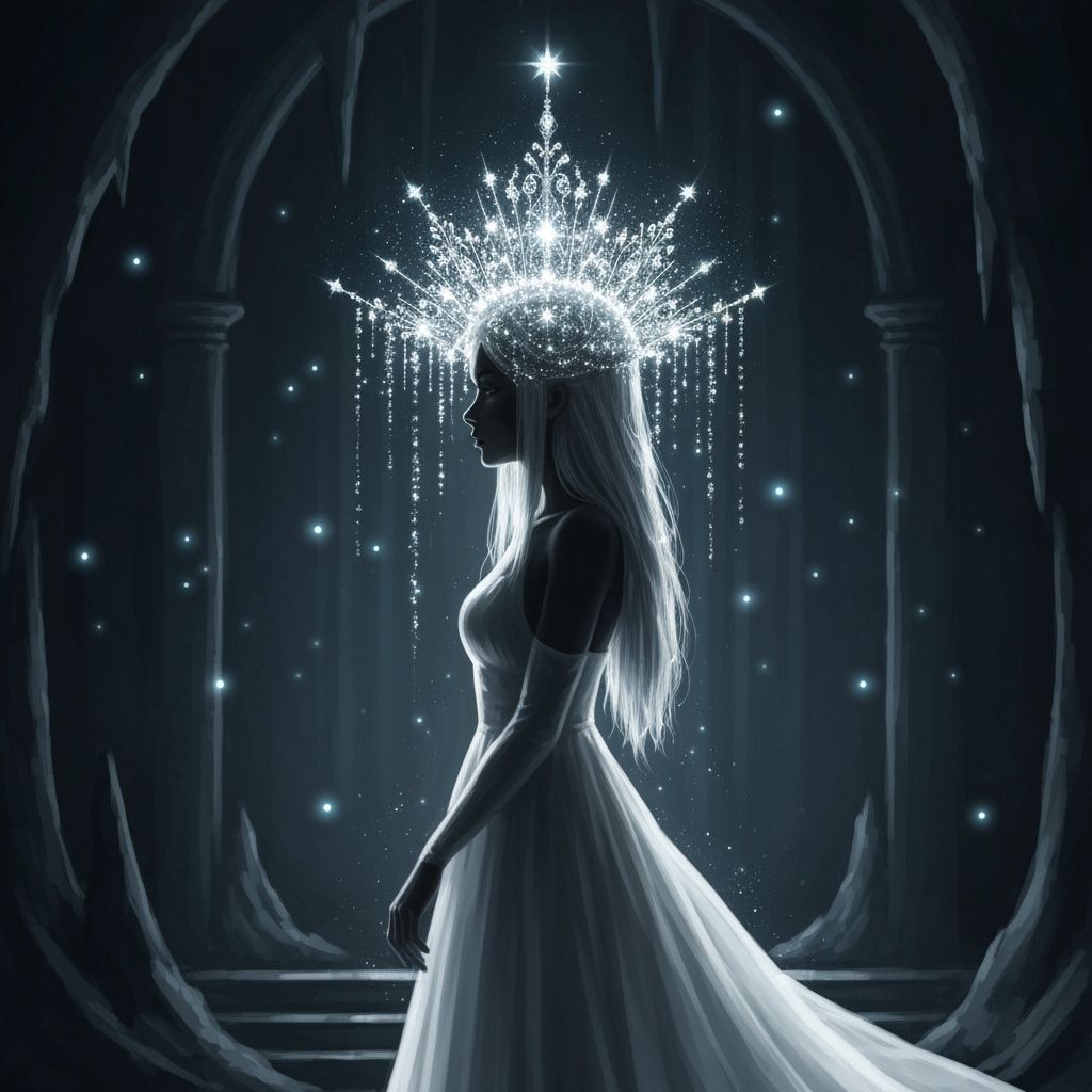 Ethereal Quicksilver Crown on Regal Silhouette in Starlit Ca...