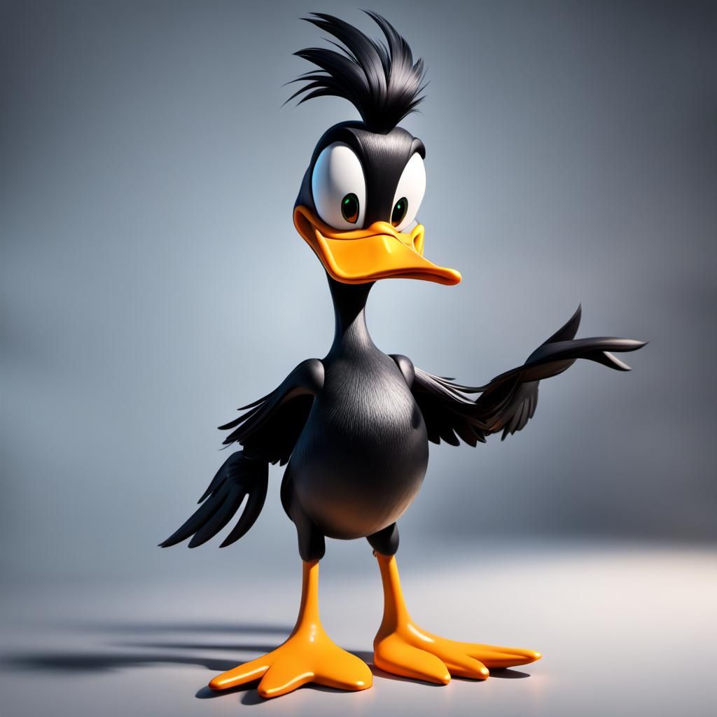 daffy duck singing spitting ,big music notes floating,AMD , GeForce RTX, 2TB NVMe M.2 SSD, 6TB HDD ,unreal engine 5 ,128...