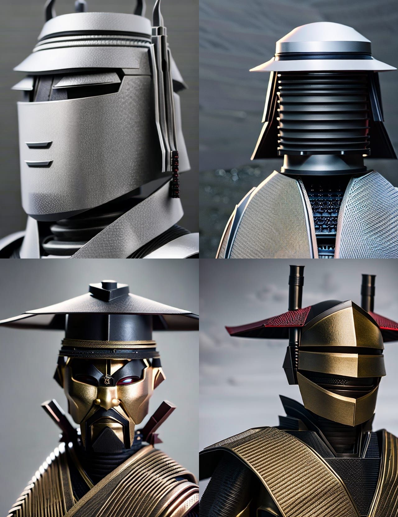 Hyperrealistic Robot Samurai Portrait in 8K