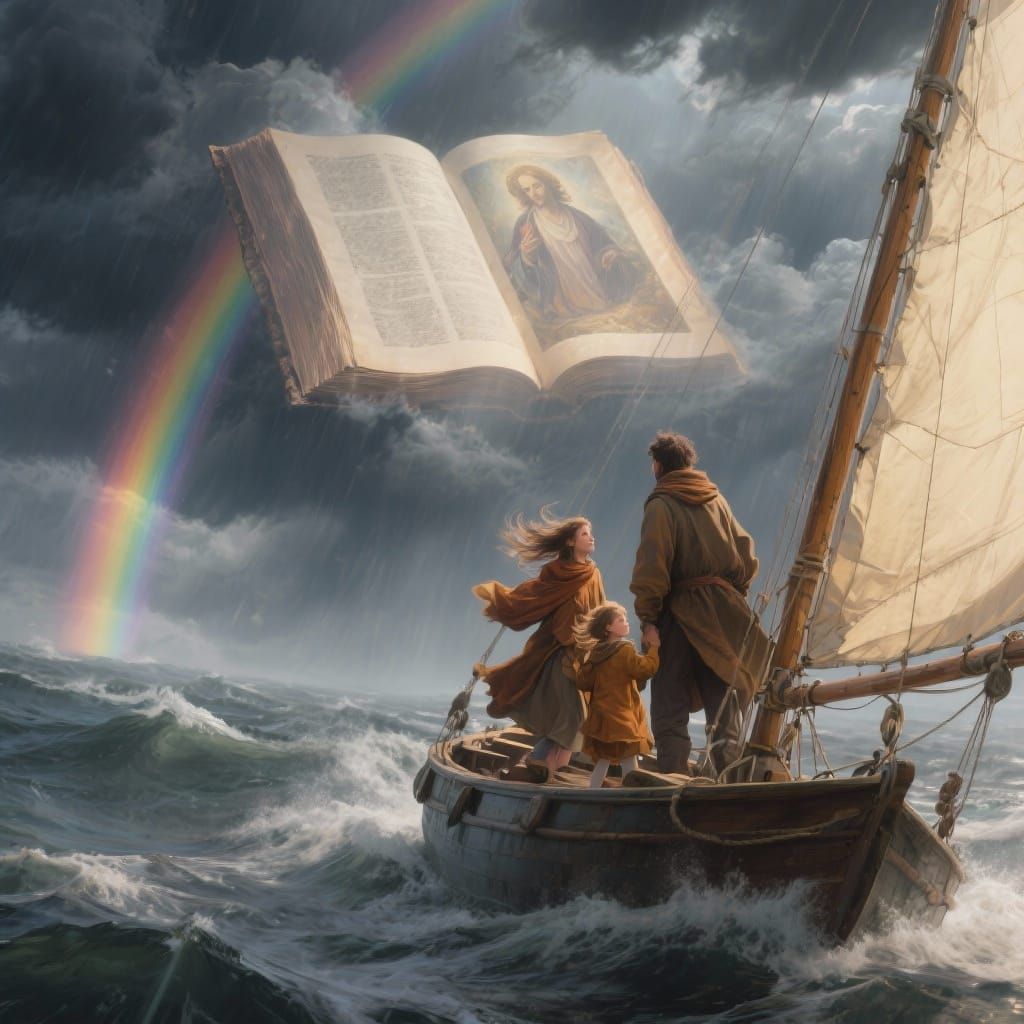 Family Navigates Storm Under Divine Light