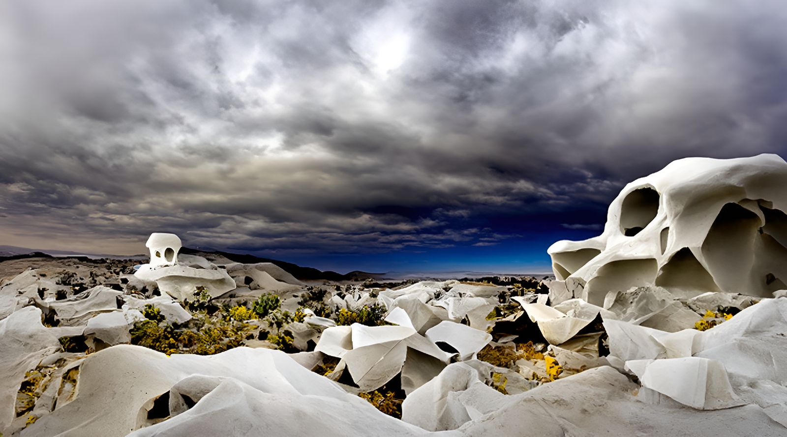 White Vanitas Landscape: Evocative Still Life