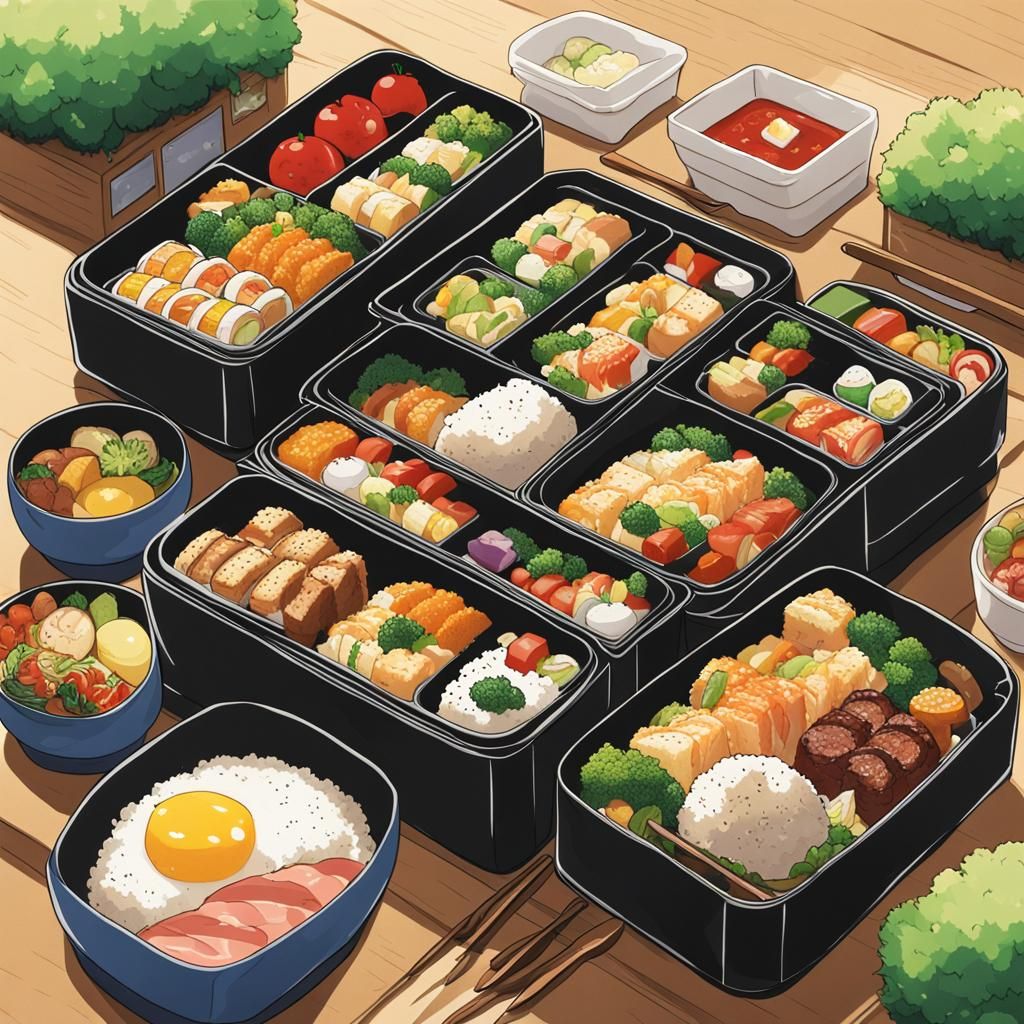 Bento Box Landscape in Anime Style