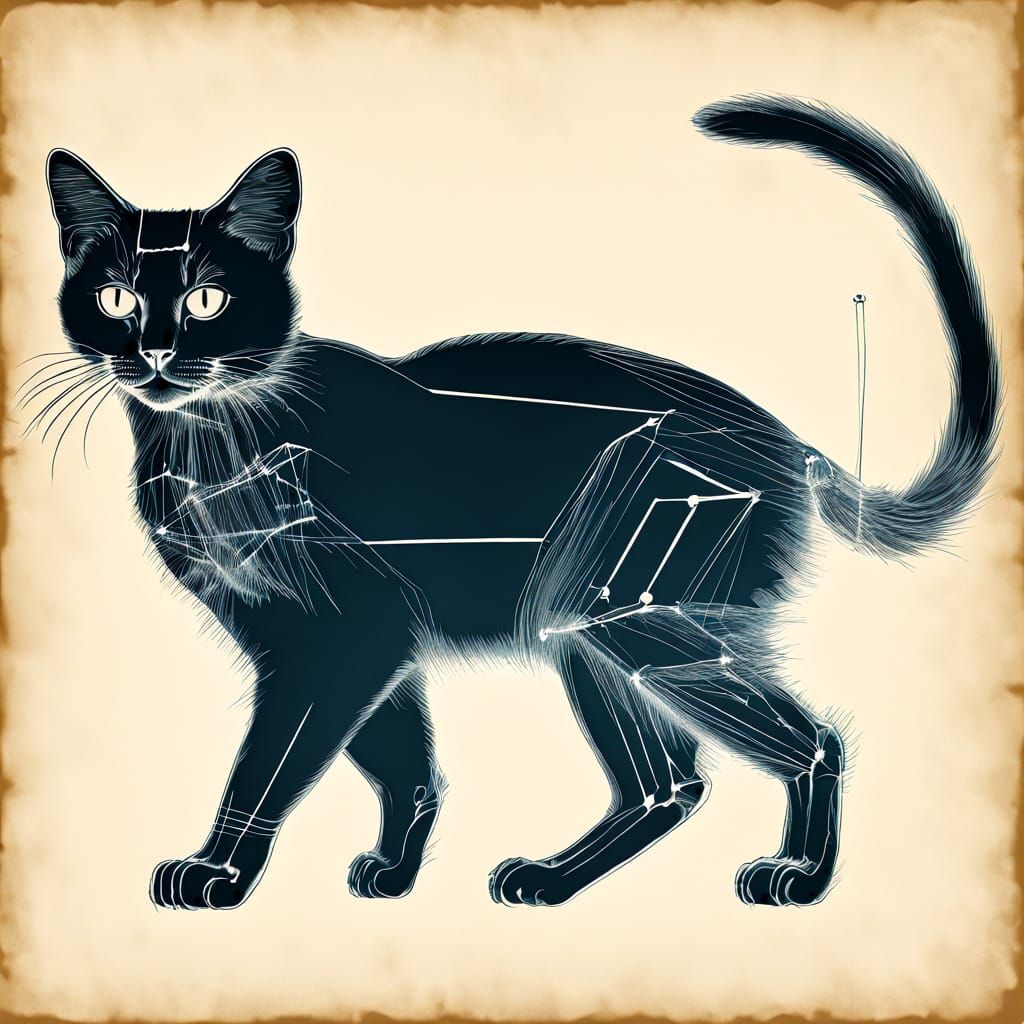 X-Ray Cat Vector in Chronophotography Style