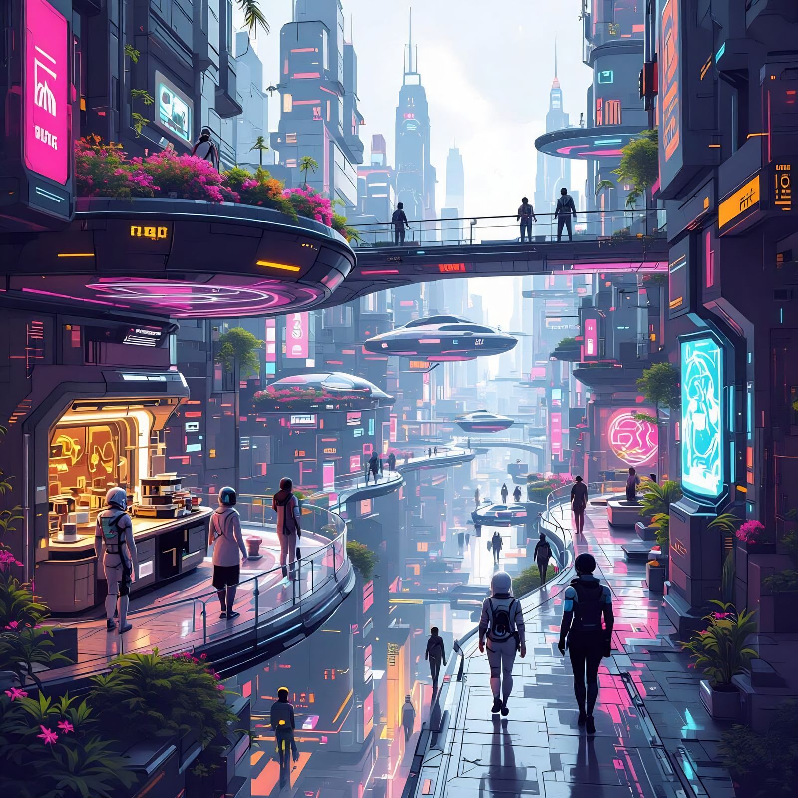 Daily Life in 3010: Humans and AI in Futuristic City