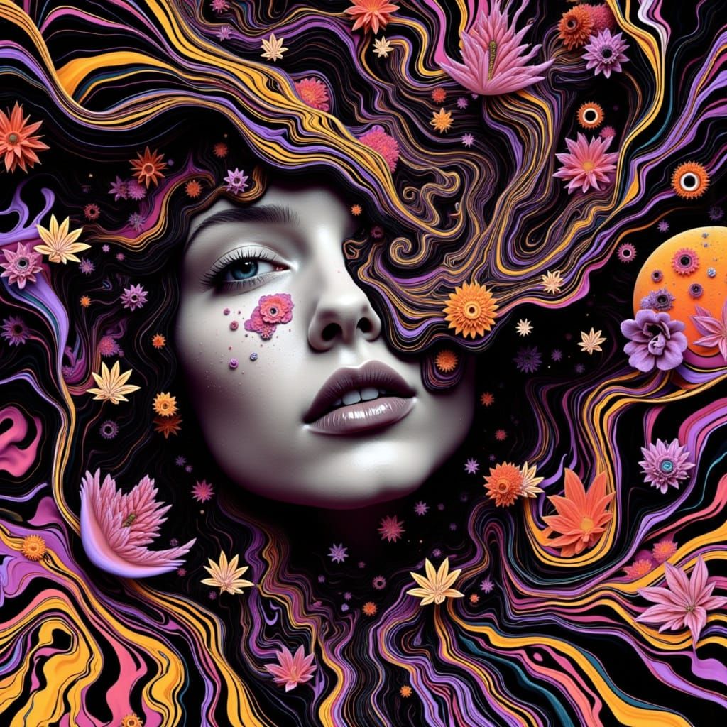 Surreal Dreamscape with Moiré Patterns and Tessellations