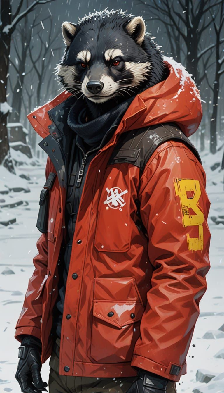 A dynamic anime-style illustration featuring an anthropomorp...