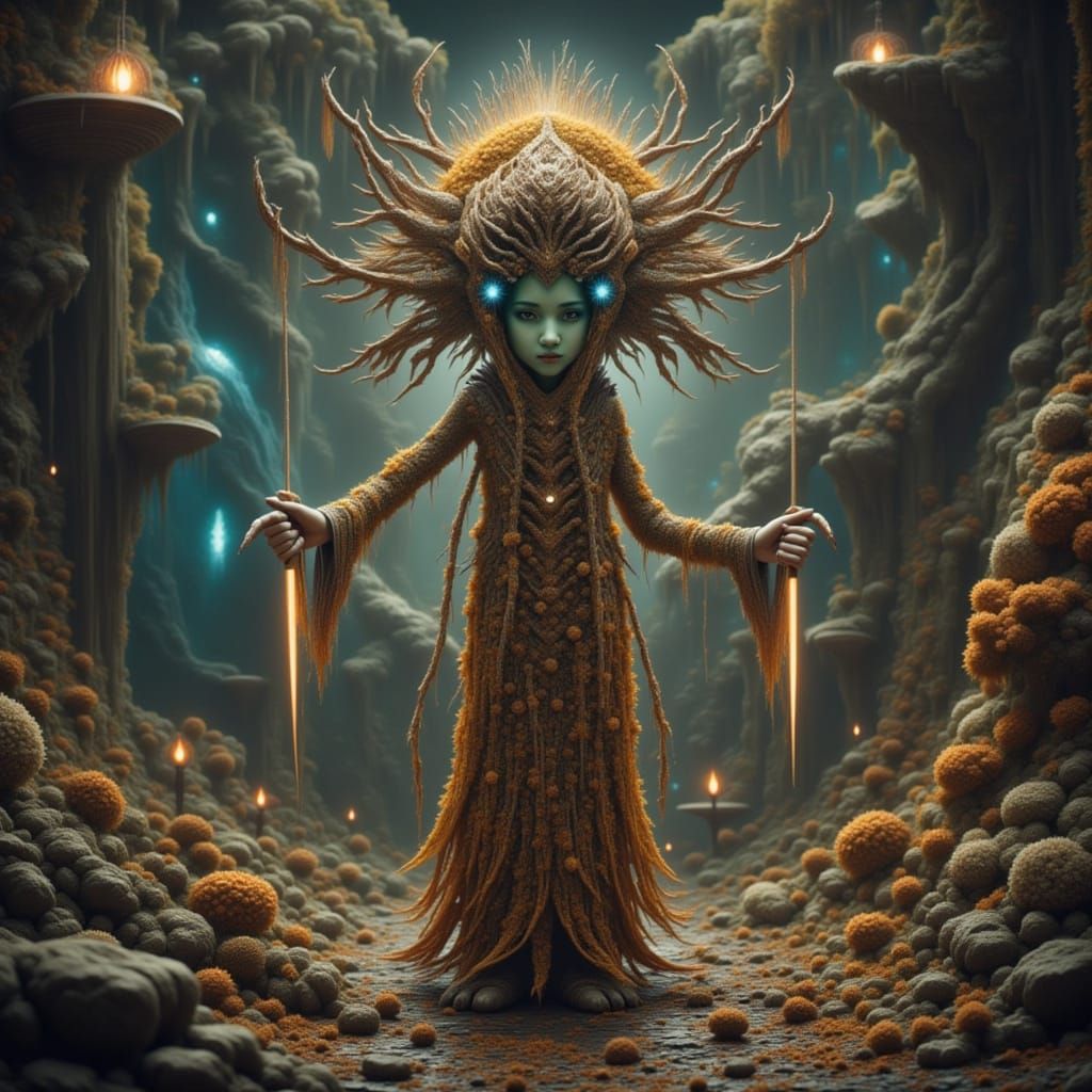 Floral Android in Asian Art Style