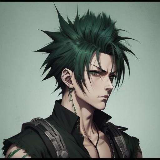 Anime Boy with Dark Green Mohawk