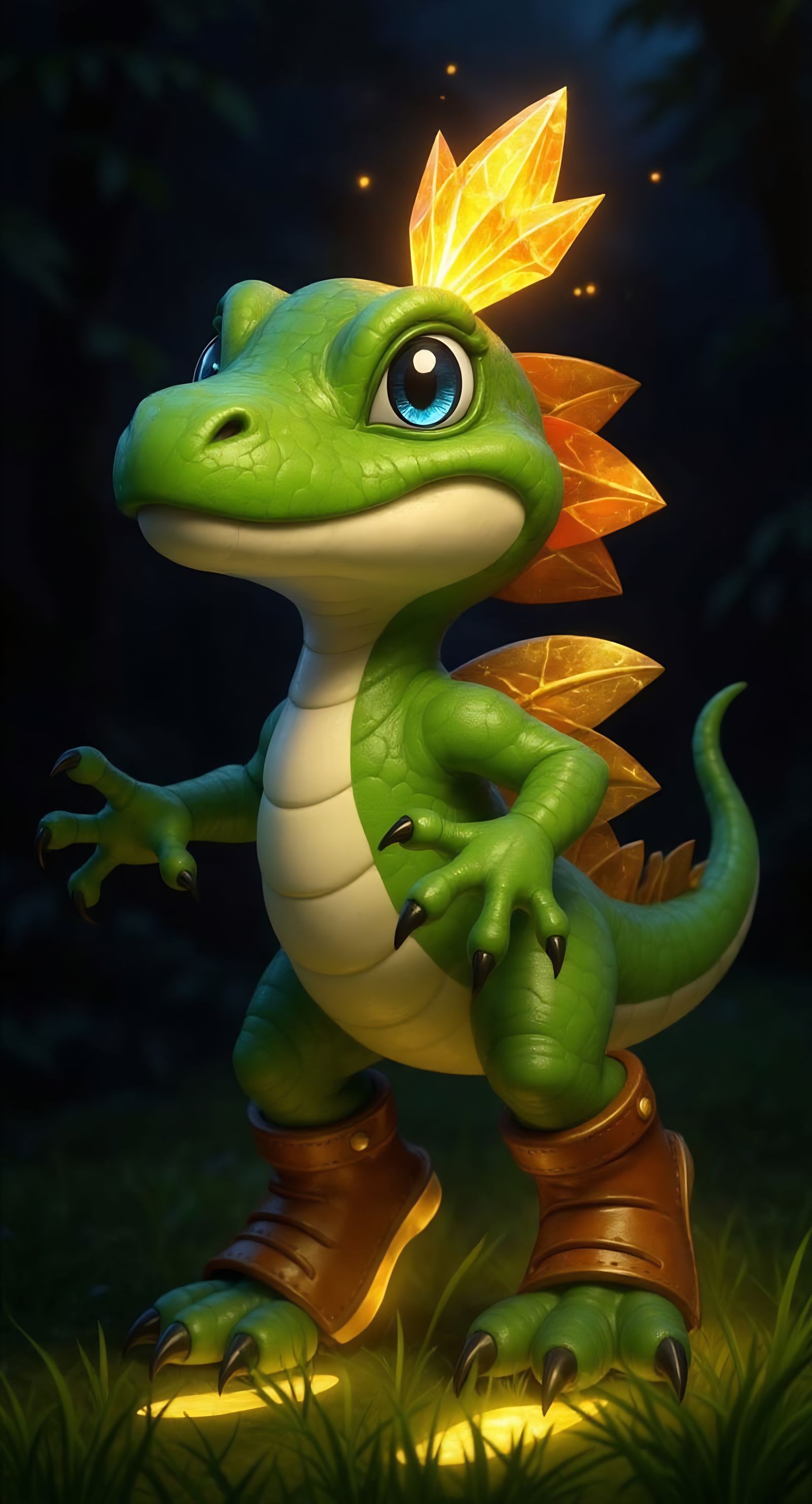 Hyperrealistic Green Dinosaur-like Creature with Expressive ...