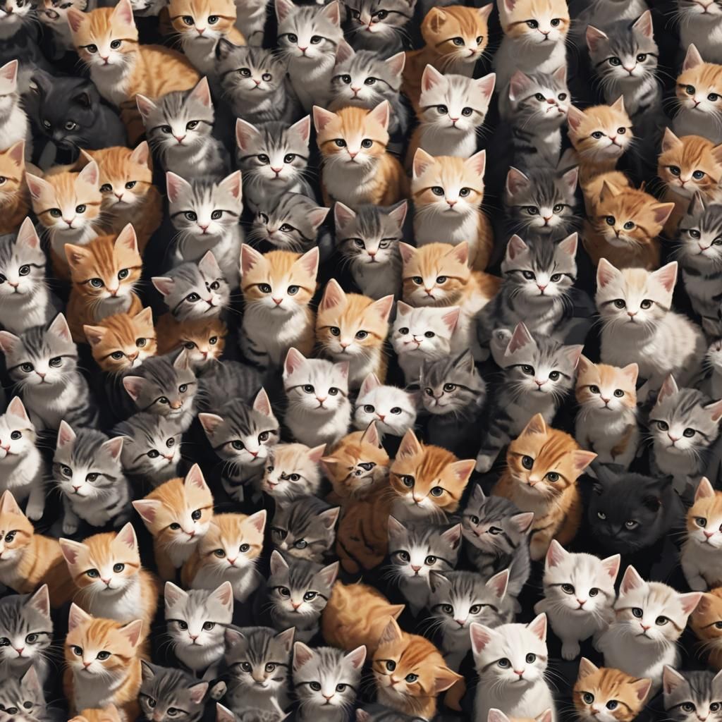 Cute Kittens in 3D Anime Style