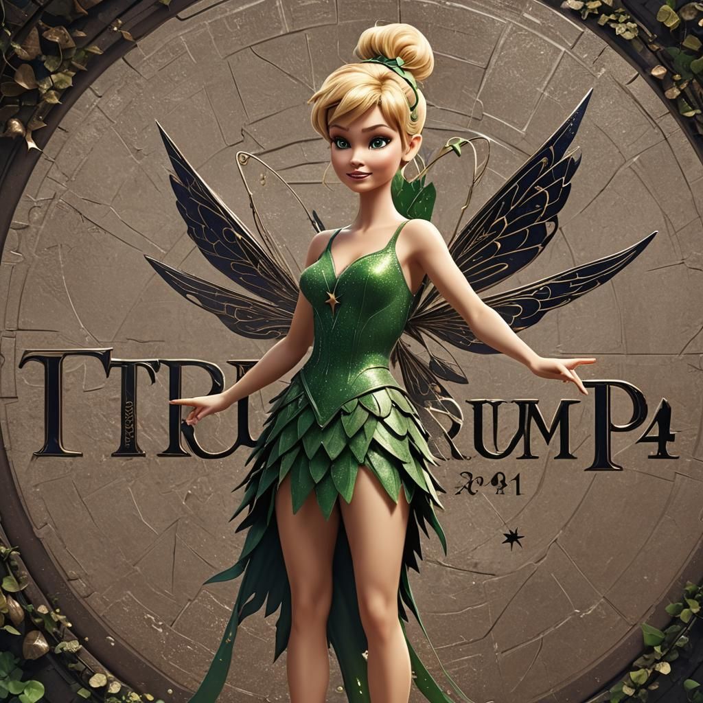 Tinkerbell with Political Sign, Digital Art