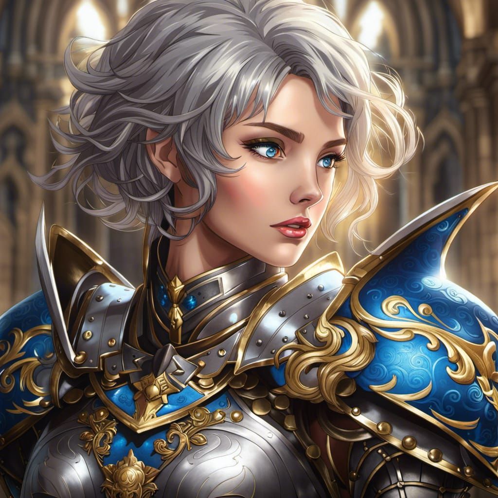 Gorgeous Female Knight in Anime Style Armor