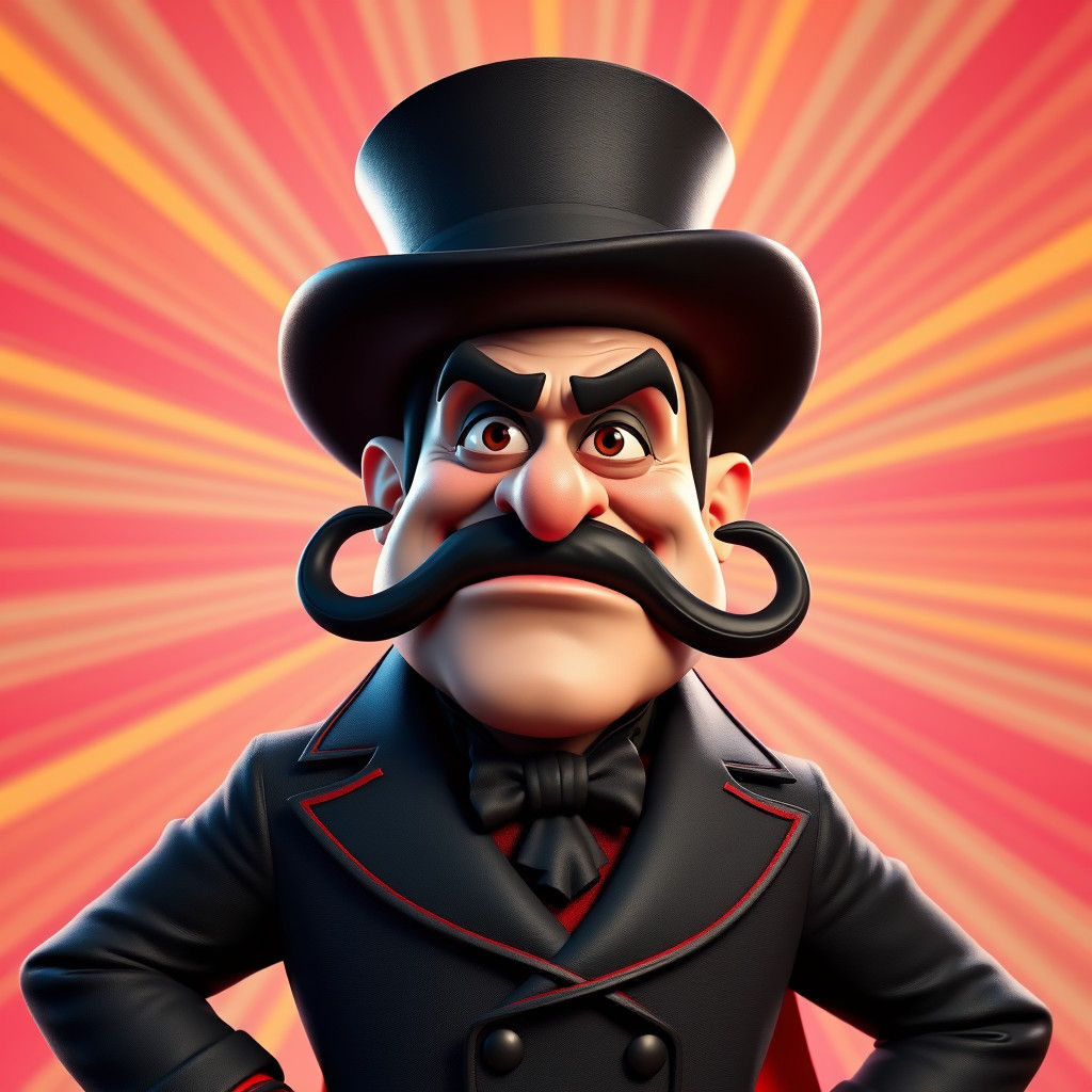 Cartoon Villain with Exaggerated Features in 3D Style