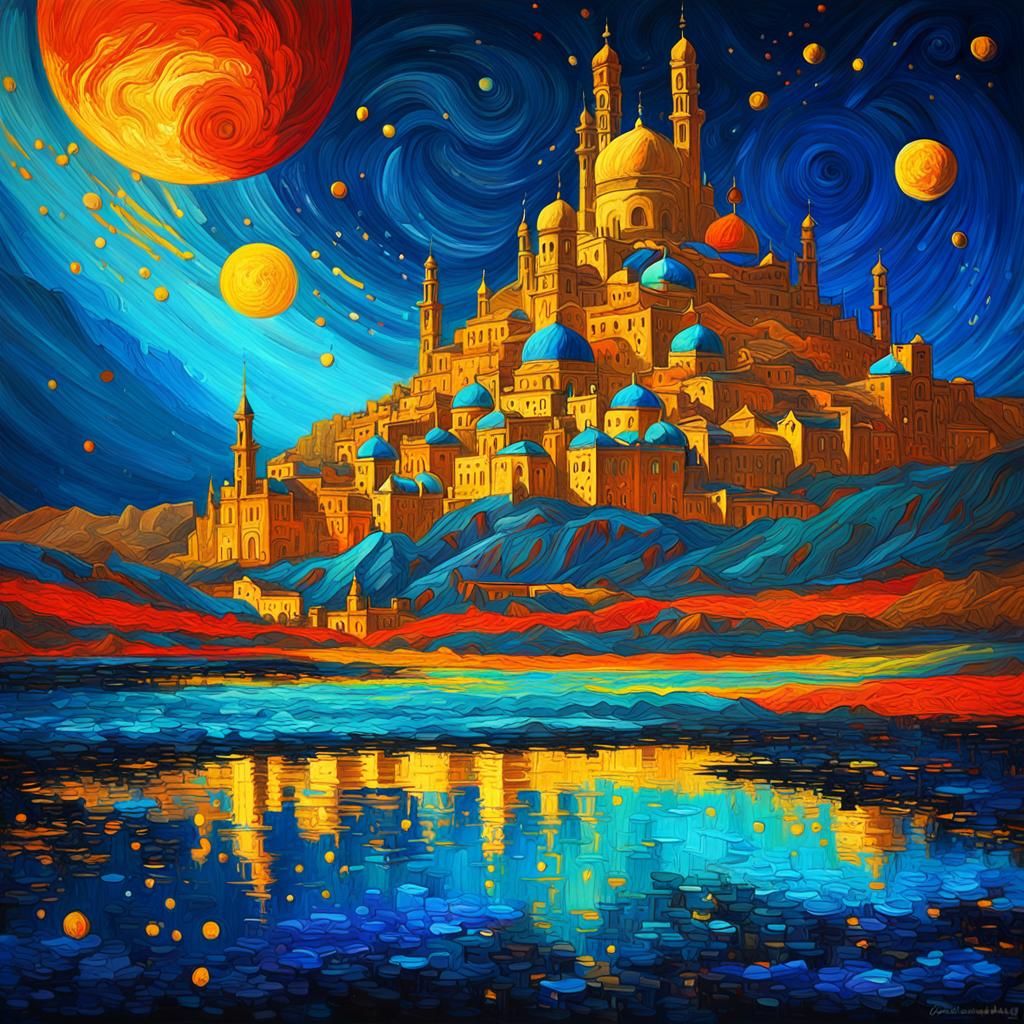 Baghdad Golden Age: Abstract Oil Sketch