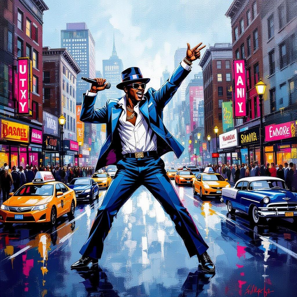 Vibrant Cityscape Inspired by "Uptown Funk!"