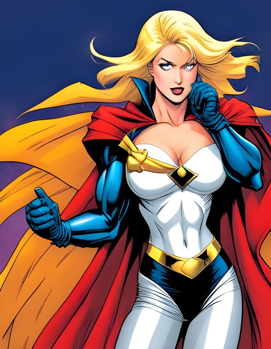 Power Girl Illustration in Comic Book Style