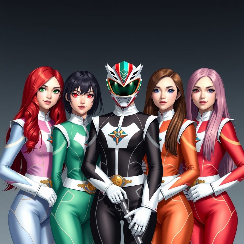 Hyperrealistic Super Sentai Team of Colorful Heroic Women