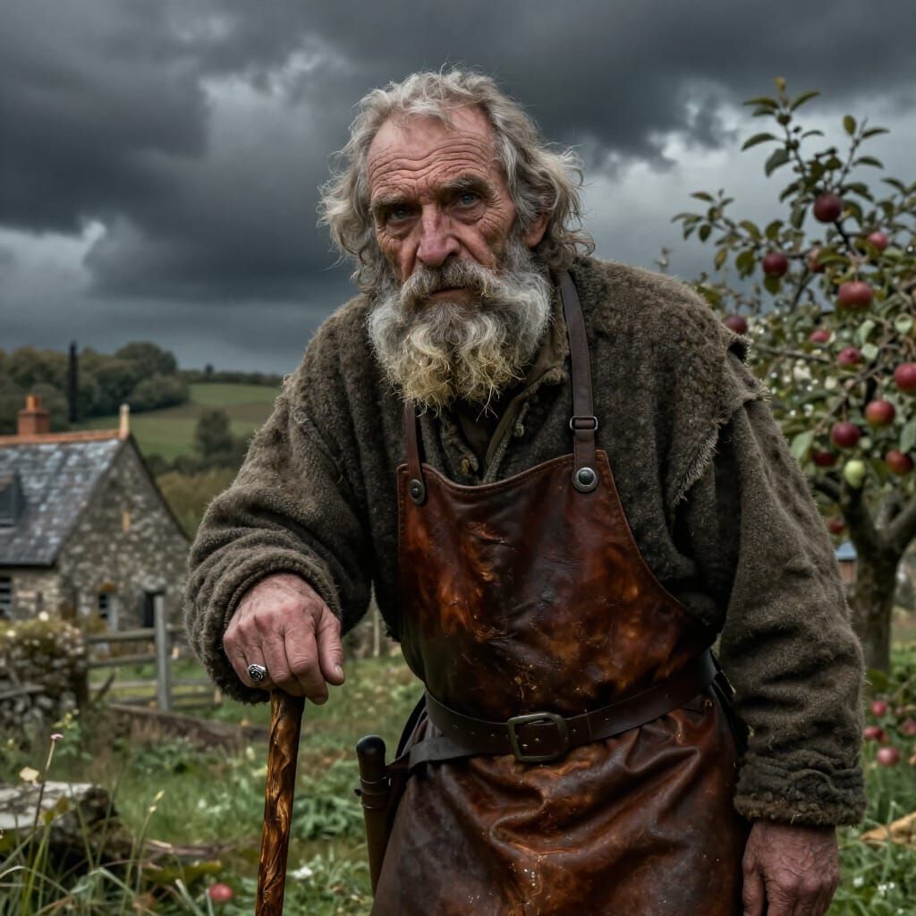 Grizzled Fantasy Mentor with Stormy Eyes