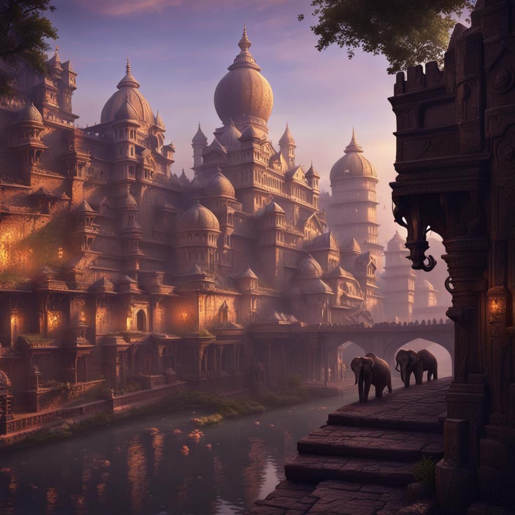 Medieval Hastinapura: A Dark Fantasy Cityscape