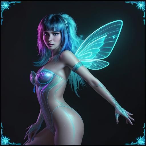 Bioluminescent Fairy-Tale Christmas in Cyberpunk Style