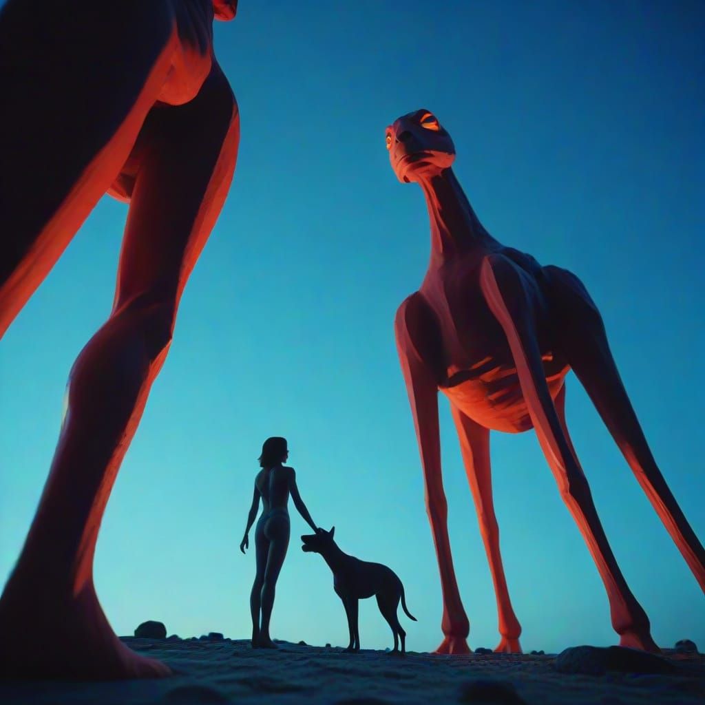 Abstract Figures in Vivid Colors: Cinematic Film Still