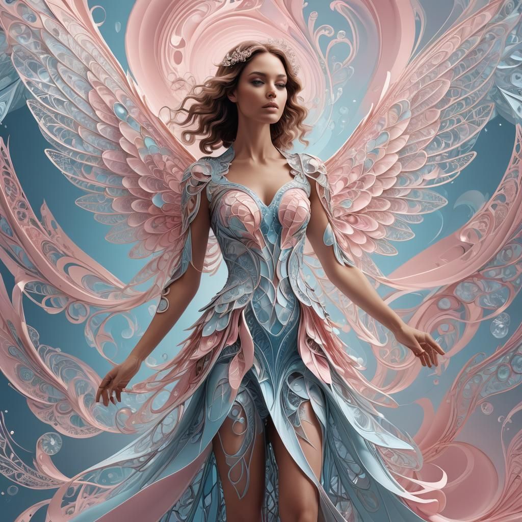 Abstract Angel on Runway in Fractal Style