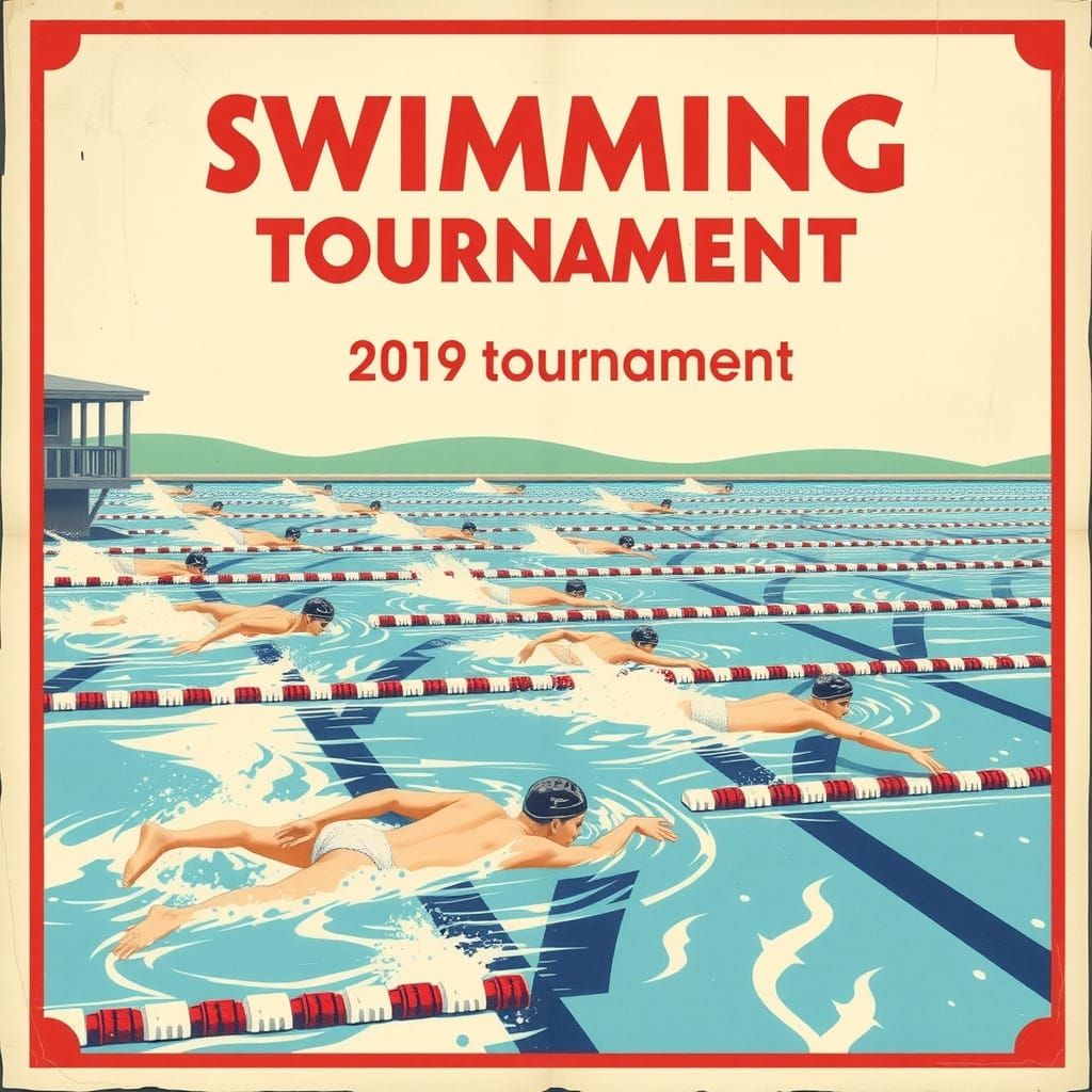 Vintage Swimming Tournament Poster