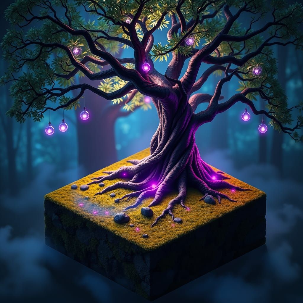 Enchanted Forest Scene in Hyper-Realistic Diorama Style