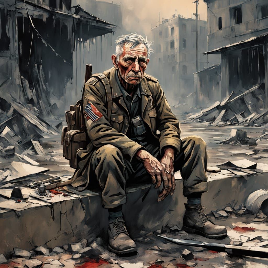 War-Torn Veteran in Haunting Anime Concept Art